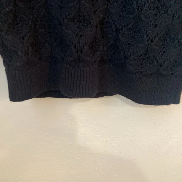 Sezane Medium Anahi Black Crochet Cardigan Sweater - Picture 6 of 10